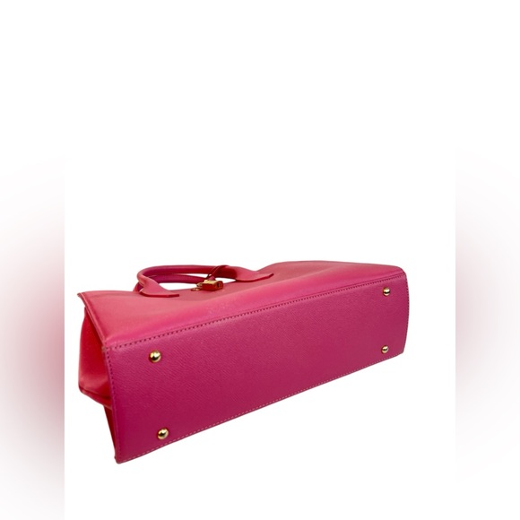 samantha thavasa pink saffiano leather 2 way tote - Picture 5 of 10